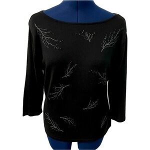 Primary Colors - Sweater - Medium - Black - Beaded - Modest